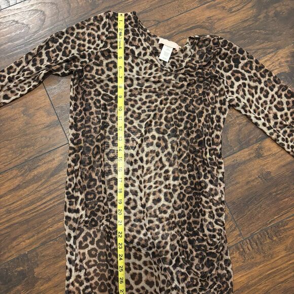 Y2K Paradiso size Medium Made in USA Vintage Cheetah Print Sheer Tunic Dress Top - Picture 8 of 8